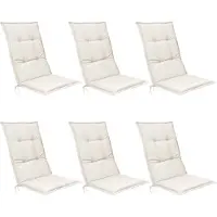 Beautissu Base HL Set 6x Tuinkussens Hoge Rug 120 x 50 x 6 cm Zitkussen Natuur Kussen Tuinstoelkussen