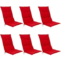 Beautissu Base HL Set 6x Tuinkussens Hoge Rug 120 x 50 x 6 cm Zitkussen Rood Kussen Tuinstoelkussen