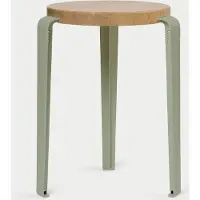 TIPTOE Lou Houten Kruk Eucalyptus Grey | Solid Oak