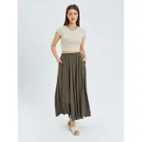 MixRay Hoge Taille Lange Rok met Zakken