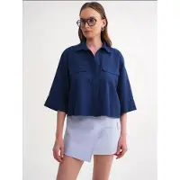 MixRay Korte Mouw Crop Poplin Shirt