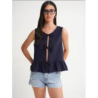 MixRay Geribbelde Strik Voor Blouse