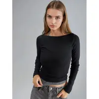 Busem Slim Fit Geribbelde Boothals Blouse