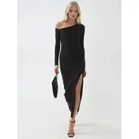 Busem Asymmetrische Kraag Maxi Jurk met Split