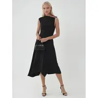 Busem Accessoire Gedetailleerde Asymmetrische Midi-jurk