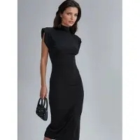 Busem Gewatteerde Midi-jurk met Sleufdetails