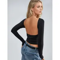 Busem Slim Fit Crop Blouse met Rugdetail