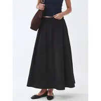 Busem Elastische Taille Midi Rok met Zakken