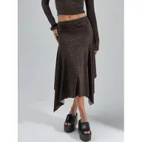 Busem Hoge Taille Leopardprint Asymmetrische Midi Rok
