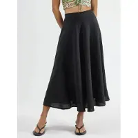 Busem Hoge Taille Textuur A-Lijn Maxi Rok