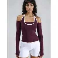Busem Slim Fit Gebreide Blouse met U-Hals en Contrastafwerking
