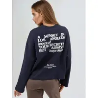 Busem Ontspannen Pasvorm Lange Mouw Crew Neck Top met Achterafdruk