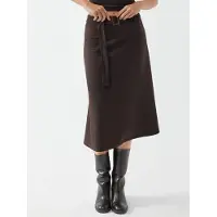 Busem Hoge Taille Midi Rok met Boogdetail