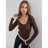 Busem Contrasterende Binding Lange Mouwen Blouse