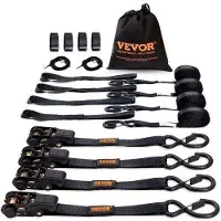 Vevor Set van 4 spanriemen 0,025 x 4,6 m Spanband 998 kg Spanband met ratel Spanband van polyester Haak van koolstofstaal Spanband met ratel Ideaal voor motorfietsen Fietsen Kajaks UTV Boten ATV