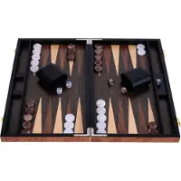 Longfield Backgammon 15 inch - Elzenhout Ingelegd Bord - Luxe Houten Koffer - Natuurlijke Afwerking - Engelhart