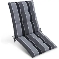 Beautissu Sun-NL – Premium Lage Rugleuning Kussen 100x50 cm – UV-bestendig & 8cm Dik Kussen Tuinstoelkussen Antislip Bevestigingsbanden – Stevige Stof Antraciet Gestreept