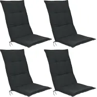 Beautissu Base HL – Set van 4 Tuinstoelkussens Hoge Rug 120x50x6 cm Grafiet Grijs Kussen voor Tuinstoelen Zitkussen
