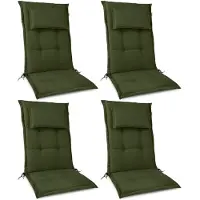 Beautissu HighLux HL – Set van 4 Tuinkussens Hoge Rug Kussen 120x50x7cm – Outdoor Zitkussen voor Tuinstoel Donkergroen
