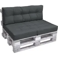 Beautissu Elements – Palletkussen Set – 1x Zitkussen 120x80 cm & 1x Rugkussen 120x40 cm – Grafiet Grijs
