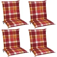 Beautissu Sunny RO – Set van 4 Tuinkussens Lage Rug 100x50 cm met UV-lichtechtheid Comfortabele Tuinstoel Zitkussen Rood geruit