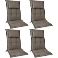 Beautissu HighLux HL – Set van 4 Tuinkussens Hoge Rug Kussen 120x50x7cm – Outdoor Zitkussen voor Tuinstoel Taupe