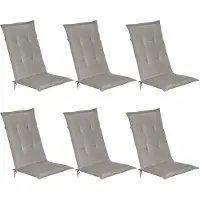 Beautissu Loft HL Set 6 x Tuinkussens Hoge Rug- 120 x 50 cm - Licht Grijs Kussen - Zitkussen UV- Lichtecht Tuinstoelkussen