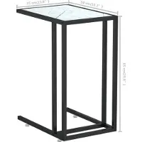 vidaXL Computer bijzettafel 50x35x65 cm gehard glas witmarmerkleurig