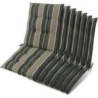 Beautissu Sun-NL – Set van 7 Premium Lage Rugleuning Kussen 100x50 cm - UV-bestendig & 8cm Dik Kussen Tuinstoelkussen Antislip Bevestigingsbanden – Stevige Stof Groen Gestreept