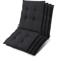 Beautissu Sun-NL – Set van 4 Premium Lage Rugleuning Kussen 100x50 cm - UV-bestendig & 8cm Dik Kussen Tuinstoelkussen Antislip Bevestigingsbanden – Stevige Stof Antraciet Gestreept
