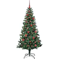 vidaXL Kunststof Voorverlichte Kerstboom Groen 150 cm PVC en Metalen