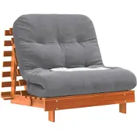 vidaXL Futon slaapbank met matras 90x206x11 cm grenenhout wasbruin