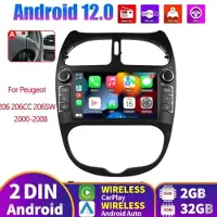 None Autoradio - 7 inch, 2+32 GB, Android 15 - Ingebouwde draadloze CarPlay en Android Auto, ondersteunt Bluetooth en wifi - Geschikt voor Peugeot 206, 206CC en 206SW (modeljaren 2000-2008)