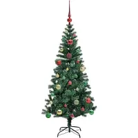 vidaXL Kunststof Voorverlichte Kerstboom Groen 150 cm PVC en Metalen