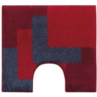 Casilin Toiletmat Vierkant - 55 x 60cm Graduale - Met Uitsparing - Antislip WC Mat - Waterabsorberende Badmat - Wasbaar en Sneldrogend - Zachte microvezel - Rood, Bordeaux