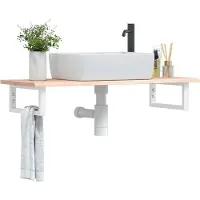 vidaXL Badkamer wandschap staal en massief eikenhout