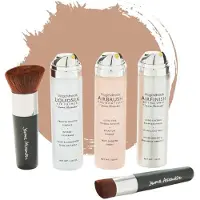 Jerome Alexander Magic Minerals AirBrush Foundation 5-delige set by Jerome Alexander – Warm/Medium – incl. 2 Kabuki kwasten, AirBrush Primer en AirFinish settingspray - Make-up met een natuurlijke dekking