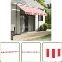 The Living Store Luifelrok Vervangingsdoek Rood/Wit 280 x 20 cm - 100% Polyester PU-Coating