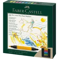 Faber-Castell tekenstift - Pitt Artist Pen - duo marker - brushmarker en fineliner - 10 stuks - FC-162010