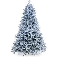 National Tree Company Snowy Hamilton kunstkerstboom - 213 cm - groen - Ø 140 cm - 3.929 tips - 600 ledlampjes - besneeuwd - metalen voet