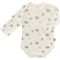 Fresk Romper met Lange Mouwen newborn - Babykleding - Biologisch Katoen - Ecru - Surf Boy