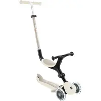 Globber Meegroeistep - Go Up Active Lights Coconut - Beige - lichtgevende wielen - met duwstang - in hoogte verstelbaar - vanaf 15 maanden tot 9 jaar
