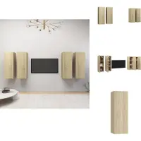 vidaXL Tv-kast - Tv-kasten - Televisiekast - Televisiekasten - Tv-meubelen 4 st 30,5x30x90 cm bewerkt hout sonoma eikenkleurig