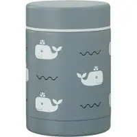 Fresk Thermos Lunchbox 300 ml - RVS Voedselcontainer – BPA-vrij – Lekvrije dop – Thermosbeker – Food Jar tot 6 Uur Warm – Lunchpot - Grijs - Whale blue