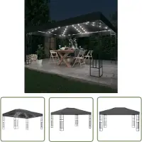 The Living Store De Living Store paviljoen met LED-lichtketting, 3x4 meter, antracietkleurig, met stoffen bekleding