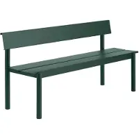 Muuto Linear Steel bank met rugleuning Dark green, 170x34 cm