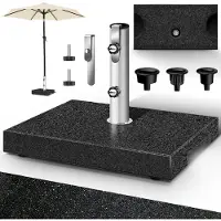 Tillvex Graniet Parasoldvoet met Transportgreep 25 kg Rechthoekig | Parasoldvoet Parasol met RVS Buis | Balkonparasoldvoet voor Parasolstokken 16-48 mm & 250 cm Parasoldiameter