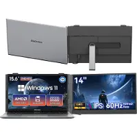 Blackview AceBook 6 Laptop 15,6" Full HD | AMD Ryzen 5 3500U, 16 GB RAM, 256 GB SSD + SCM6 14" Draagbare Monitor FHD+ IPS | Dual-band WiFi, Kantoor & Entertainment Set, Extra Laptopscherm, Grijs
