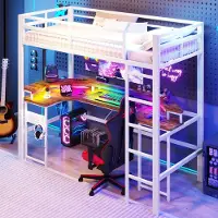 MODFU - Hoogslaper 90x200 cm – Met bureau, pegboard & laadstation – Wit