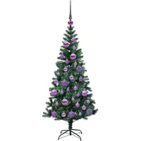 vidaXL Kunststof Voorverlichte Kerstboom Groen 120 cm PVC en Metalen